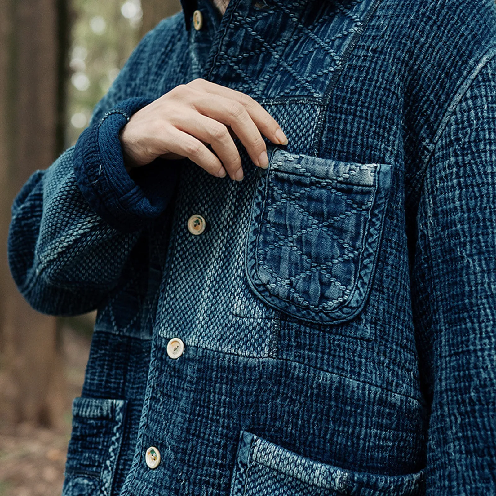 Vintage Sashiko Kendo Plant-dyed Indigo Tattered French Work jacket