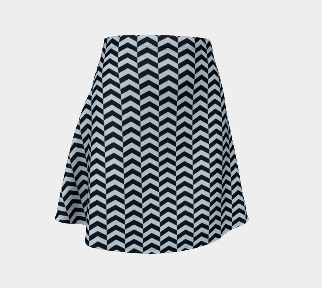 Wavy Blue Flare Skirt