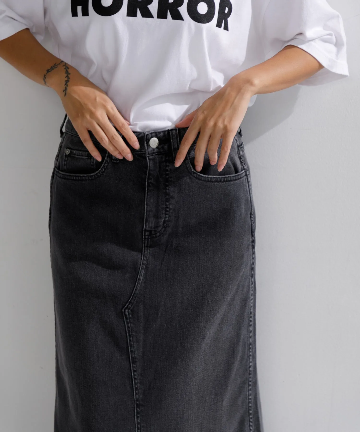 【WOMEN】Healthy denim Pear Maxi SKIRT マキシスカート