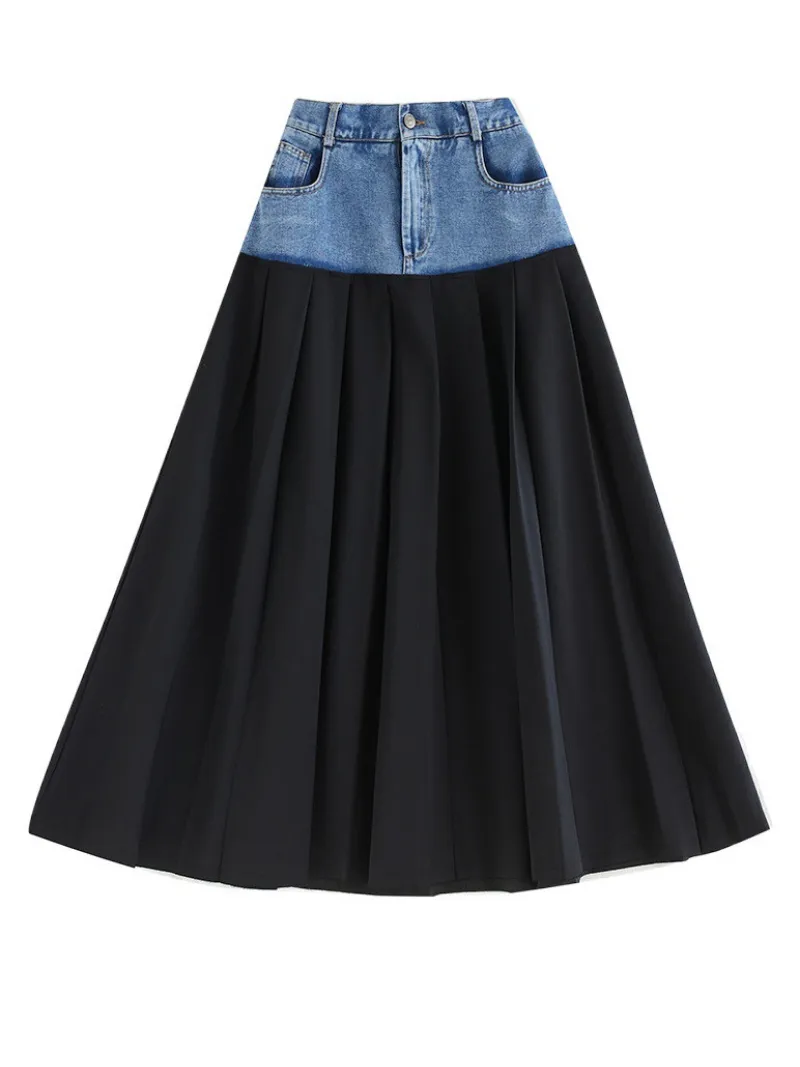 Women's Bottom Beautiful & Comfy Pleated Front Pockets long skirt