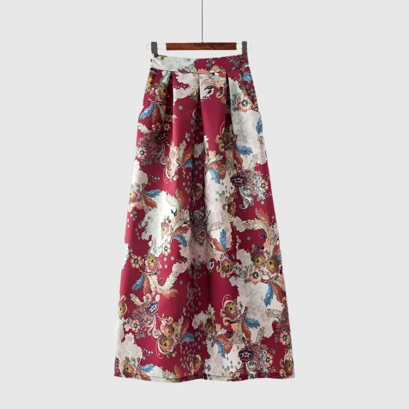 Women's Smooth Fabric Long A-line Skirt