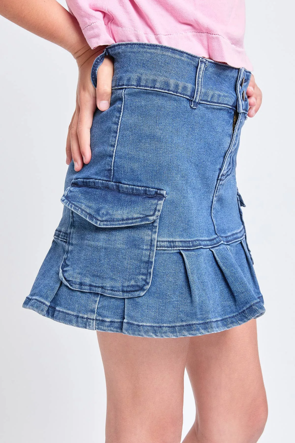 YMI | Girls Cargo Pleated Denim Skirt