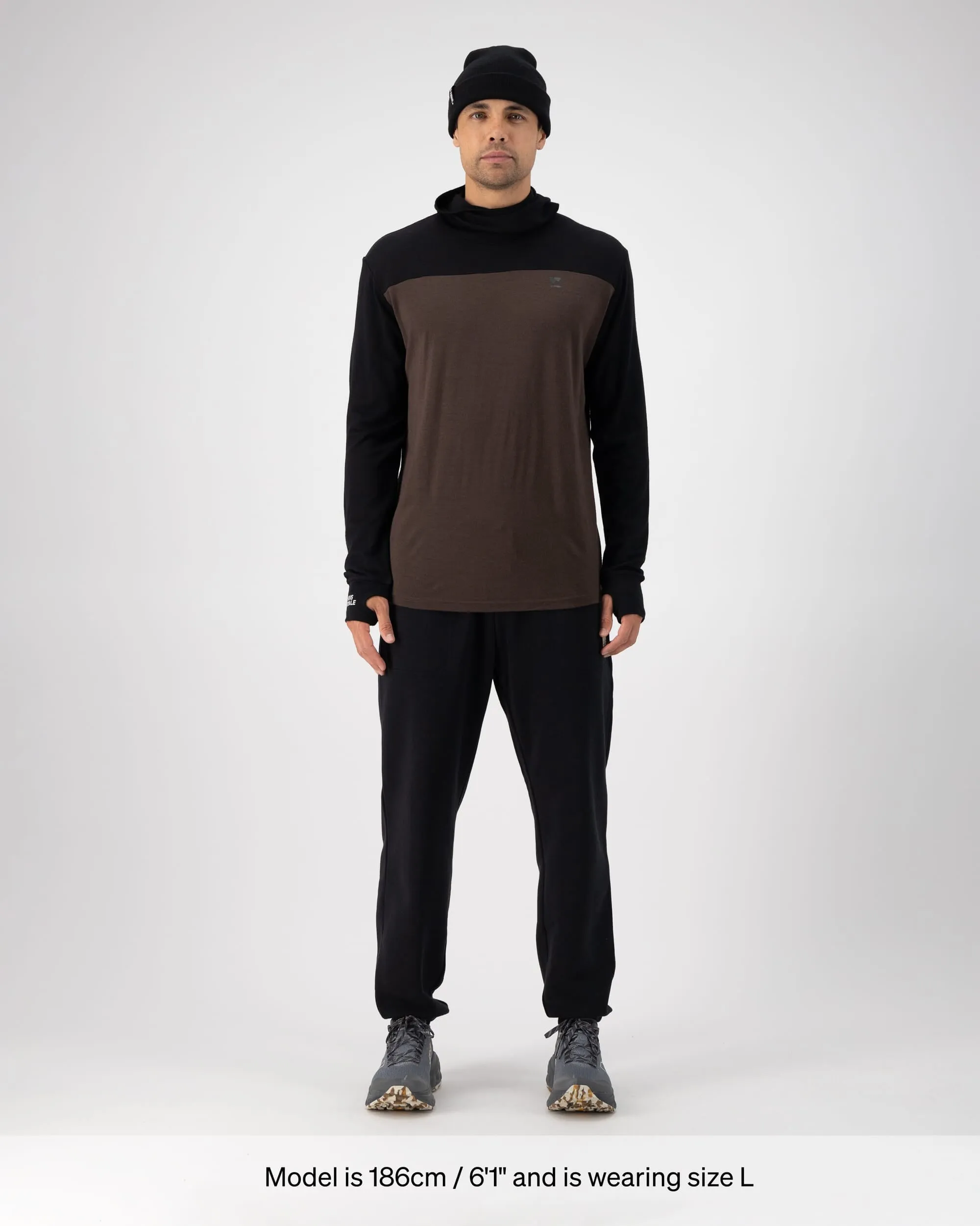 Yotei Merino Powder Hood Long Sleeve - Cedar / Black